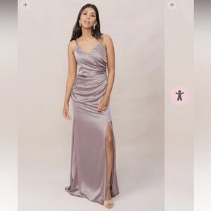 Rory Satin Dress - Taupe